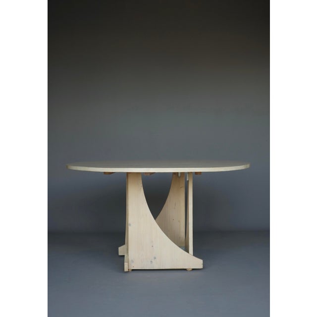 Contemporary Architectural Handmade Dining Table in White-Washed Pine, 1970s For Sale - Image 3 of 18