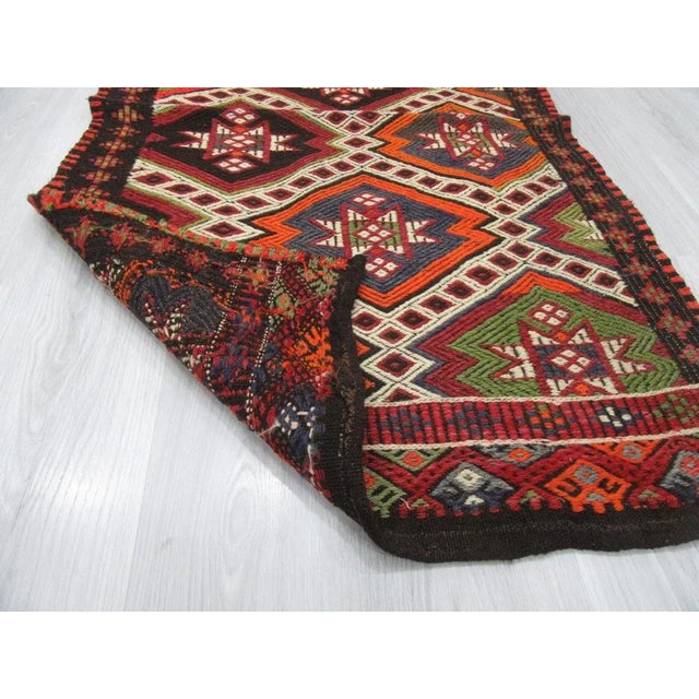 Mid 20th Century 1960s Turkish Embroidered Small Kilim Rug For Sale - Image 5 of 6