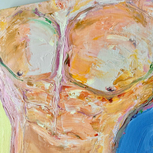 Figurative Christian Kozaki "Peach Beauty" Male Nude Torso Oil Painting For Sale - Image 3 of 6