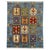 A blue field surrounds twelve garden panels, each filled with a distinct floral motif. Cream, rust, sage green, and deep...