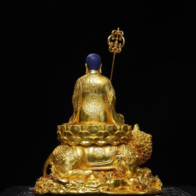 Bronze Late 19th Century Gilt Bronze Ksitigarbha Bodhisattva Statue, 3.95kg For Sale - Image 8 of 9