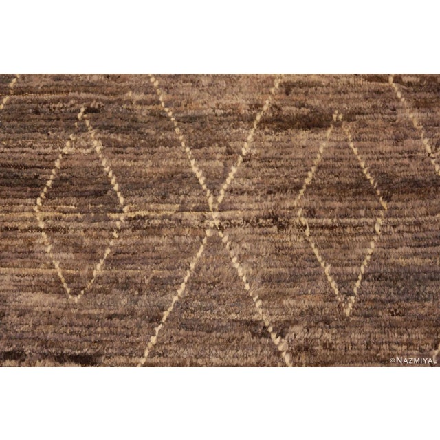 Nazmiyal Collection Brown Modern Moroccan Design Runner Rug For Sale In New York - Image 6 of 7