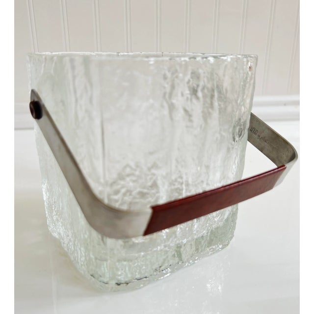 Metal Vintage C1960s Mid Century Modern Original Hoya Japan Ice Bucket, Crystal Glass Icy Cube For Sale - Image 7 of 8