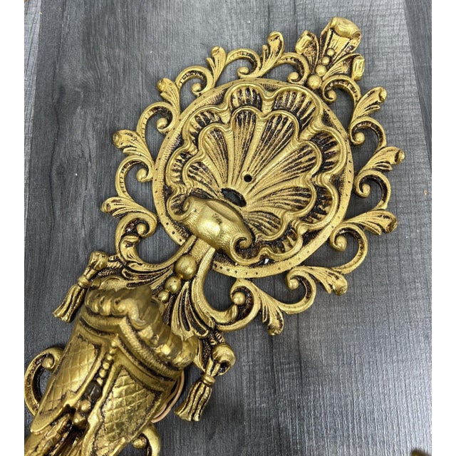 Vintage French Wall Lamps in Brass, Set of 2 For Sale - Image 5 of 15