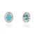 Metal 14k White Gold Halo Stud Earrings With 2.52ct Turquoise & Diamonds- A Pair For Sale - Image 7 of 15