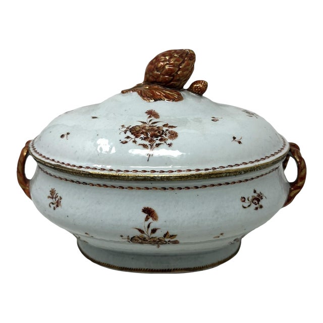 Antique Chinese Qing Dynasty Canton Porcelain Famille Rose Qianlong Tureen 18 Ct For Sale