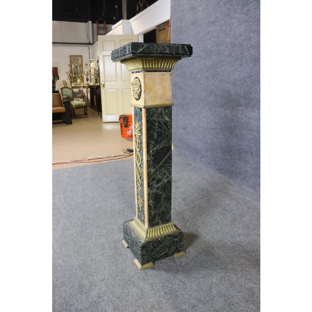 19th C French Louis XV Marble Pedestal With Bronze Figural Accents For Sale - Image 12 of 14