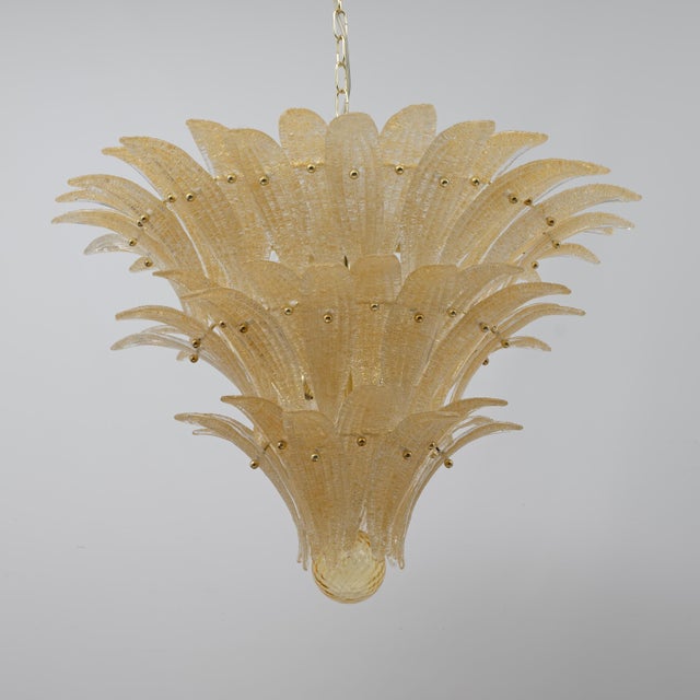 Vintage Gold-Palmette Murano Glass Pendant Light, 2000 For Sale - Image 6 of 12