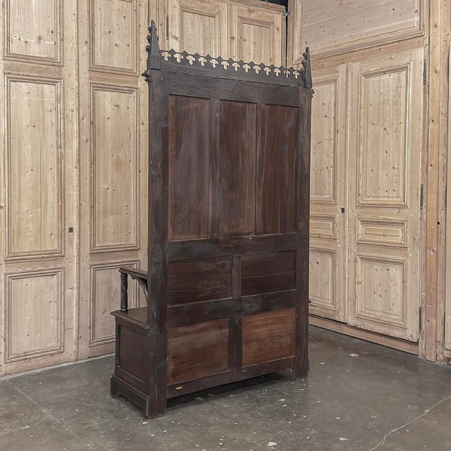 19th Century French Gothic Hall Bench With Trunk For Sale - Image 17 of 17