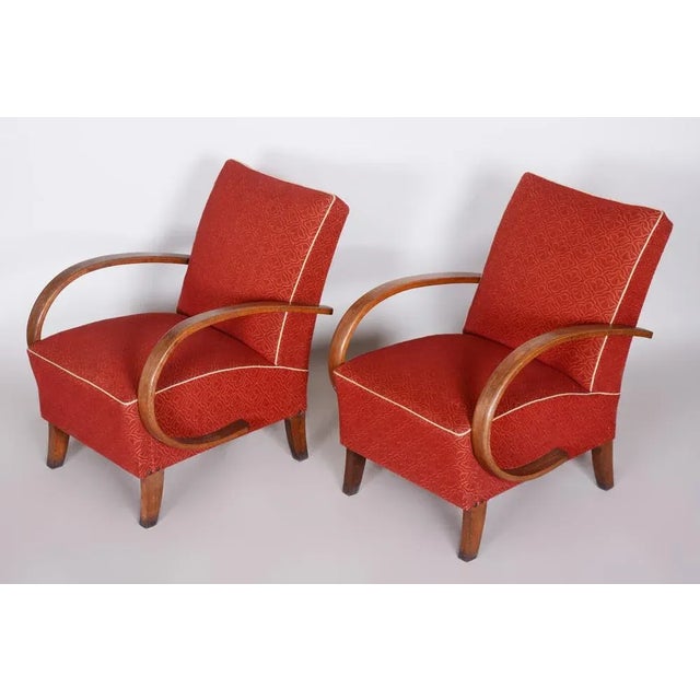 1930s Set of Art Deco Armchairs in Beech attributed to J. Halabala for Up Závody, Czech, 1930s For Sale - Image 5 of 9