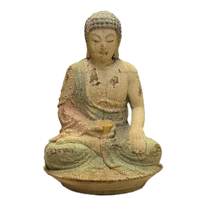 Rustic Wood Sitting Gautama Amitabha Shakyamuni Buddha Statue