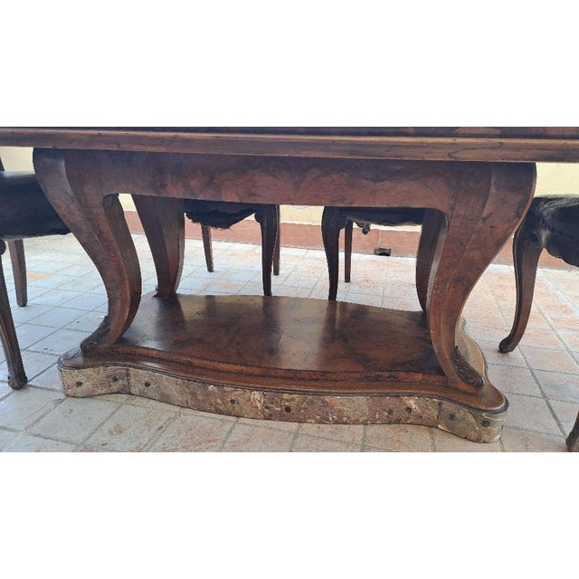 Piedmontese Table with Chairs in Walnut, 1890s, Set of 7 For Sale - Image 4 of 9