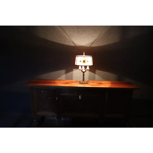Early 20th Century Art Deco Three-Light Table Lamp With Mica Shade For Sale - Image 12 of 17