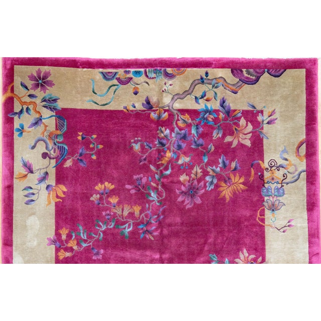 Art Deco Art Deco Chinese Carpet 11.8x8.11,Oriental Rug, 1930's For Sale - Image 3 of 7
