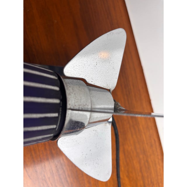 Metal 1930’s Art Deco Chrome and Glass Airplane Lamp For Sale - Image 7 of 11