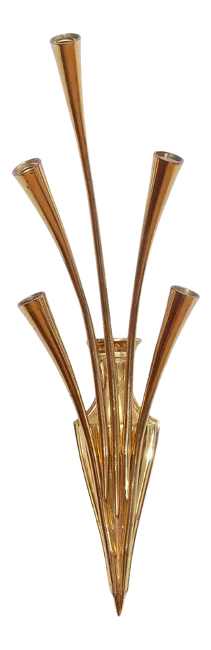 1950s Five Arm Fluted Brass Wall Sconce Attributed to Guglielmo Ulrich Italy