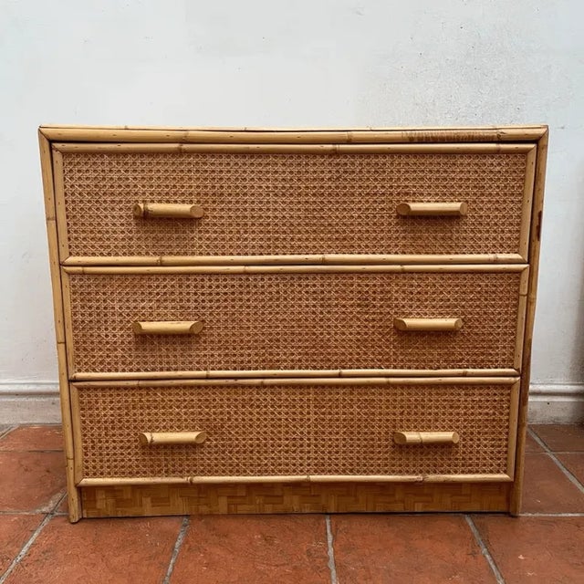 Brown Mid-Century Bamboo and Rattan Chest of Drawers For Sale - Image 8 of 8