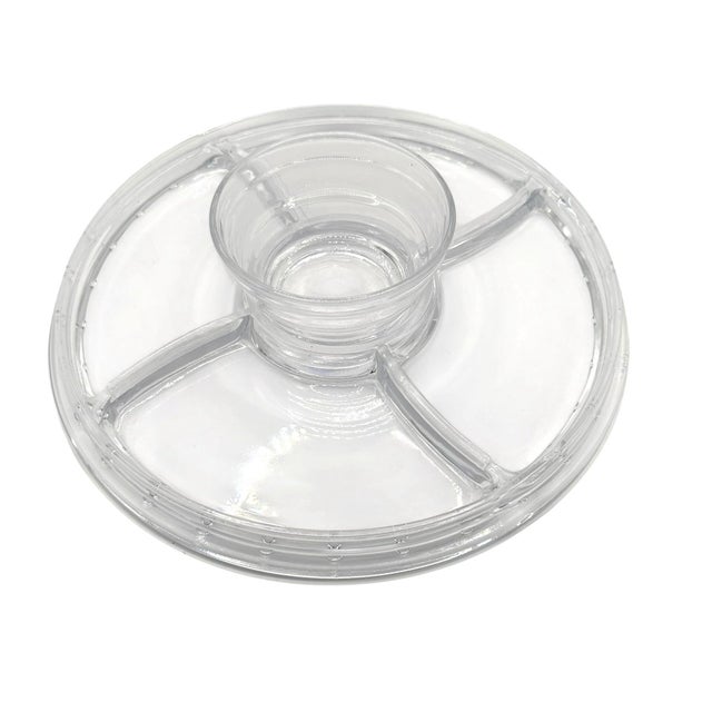 Mid-Century Modern Vintage Clear Glass Pedestal Serving Dish With Dome Cover For Sale - Image 3 of 9