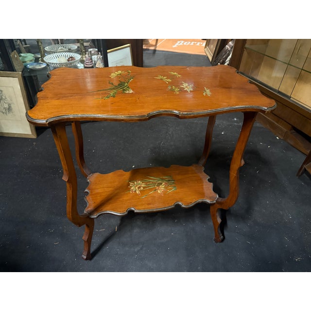 1920s Inlaid Wooden Pedestal Table, 1920s For Sale - Image 5 of 5