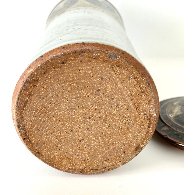 Tall Lidded Stoneware Studio Pottery Jar by Bob Hasselle for Clifton Earthworks Pottery For Sale - Image 13 of 15