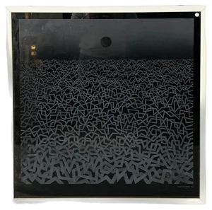 Italian Modern Black and White Artwork on Glass attributed to Tarantino, 1983