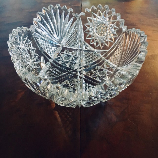 8” American Brilliant Period Cut Glass Bowl With Star Pattern Chairish