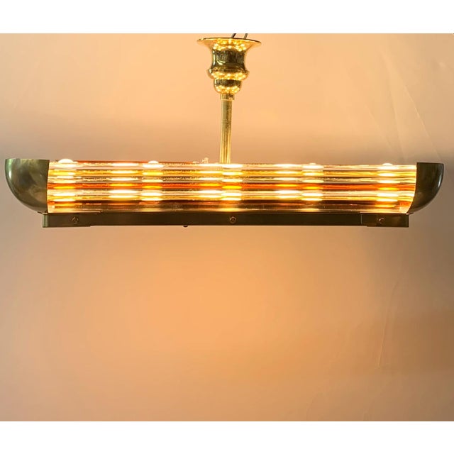 Art Deco Ceiling Light with Murano Brass Rods, 1940s For Sale - Image 9 of 10