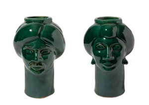 Solimano & Roxelana Figures, Small • Green Ucria from Crita Ceramiche, Set of 2