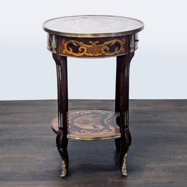 Early 20th Century Antique Marquetry Inlay Side Table With Drawer For Sale - Image 5 of 11