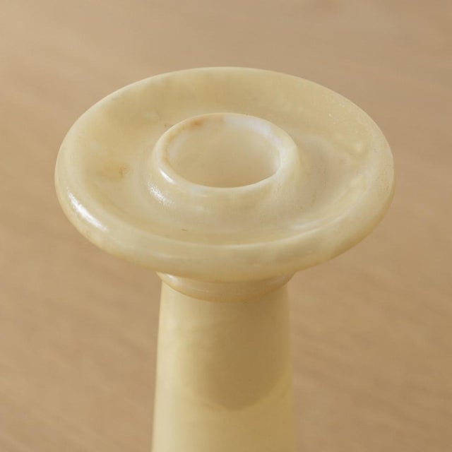 Stone 1950s Pair of Italian Alabaster Candlesticks For Sale - Image 7 of 9