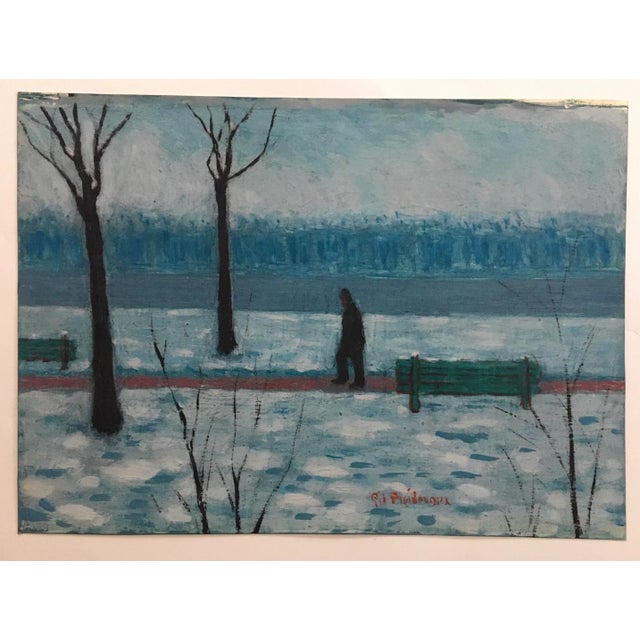 1930s Swiss Winter Landscape Oil Painting on Paper by Georges Froidevaux For Sale - Image 13 of 13