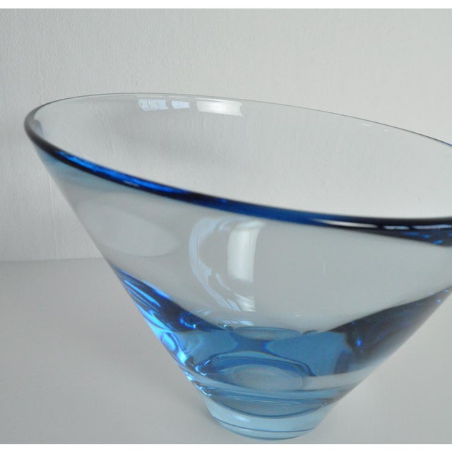 Glass Hand Blown Aqua Blue Glass Bowl by Per Lütken for Holmegaard, 1950s For Sale - Image 7 of 12