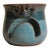 Handmade in Pennsylvania MudWorks Pottery Blue Stoneware Candle Holder With Sad Face For Sale