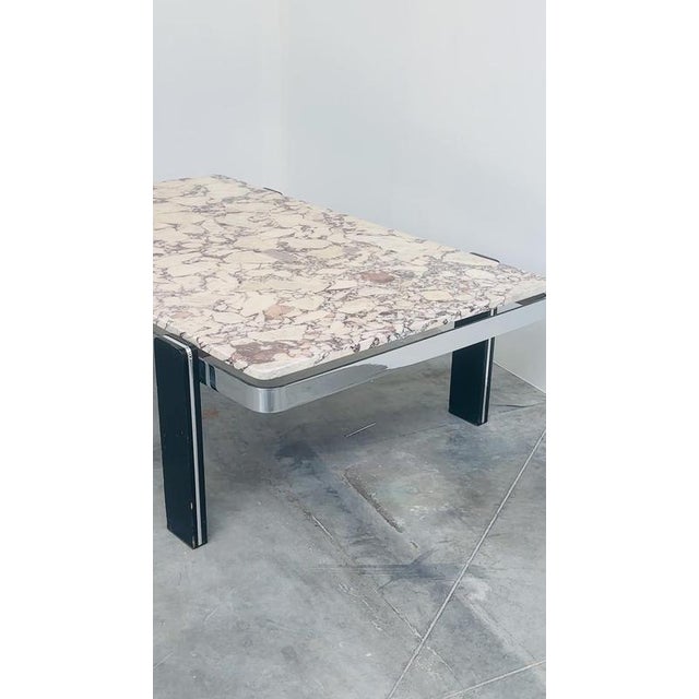 Violetta Calacatta Marble Coffee Table on Chrome Base, 1970s For Sale - Image 15 of 16