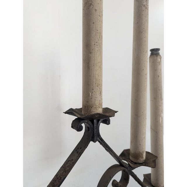 Large Wrought Iron Church Chandelier for 5 Candles For Sale - Image 4 of 8
