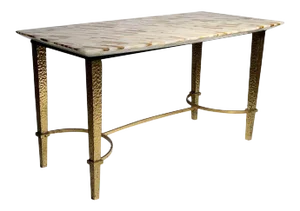 Vintage Gilded Hammered Metal Petite Coffee Table