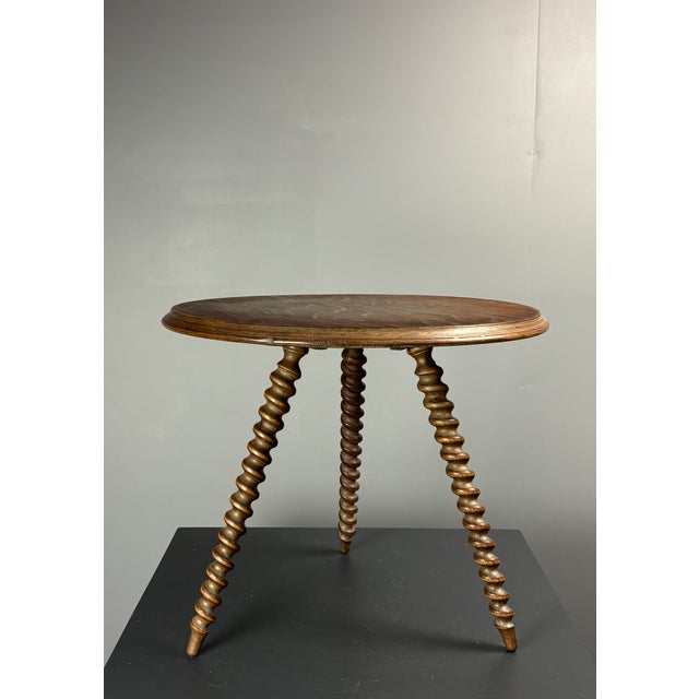 Mid-Century Modern French Wood Turned Barley Twist Side Table with Cork Screw Legs, 1950s For Sale - Image 10 of 18