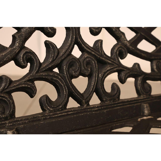 Cast Aluminum Garden Bench With Ornate Lattice Back For Sale - Image 12 of 18