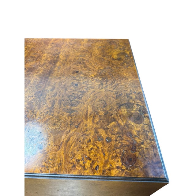 Milo Baughman Mid Century Burlwood Cube Side Table in the Style of Milo Baughman For Sale - Image 4 of 5