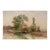 Early 20th Century Attributed to Frank Henry Mason Riverside House Trees Original Watercolor Landscape For Sale