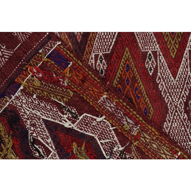 Vintage Embroidered Kilim Rug in Red, Brown, Orange Tribal Pattern For Sale In New York - Image 6 of 7