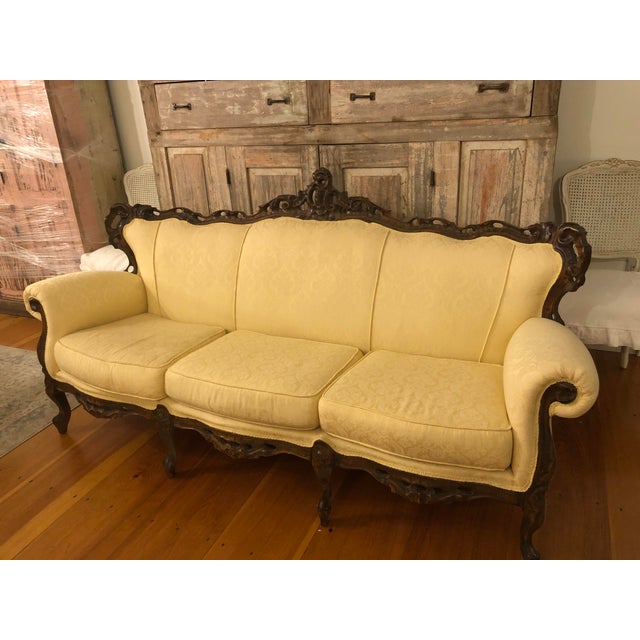 Antique Black Forest Wood Victorian Parlor Sofa And Chair A Pair