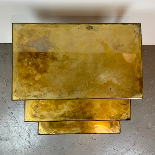 Brass Nesting Tables from Maison Baguès, France, 1950s, Set of 3 For Sale - Image 4 of 14