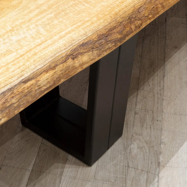 Wood Large Custom Live Edge Hickory Bench For Sale - Image 7 of 8