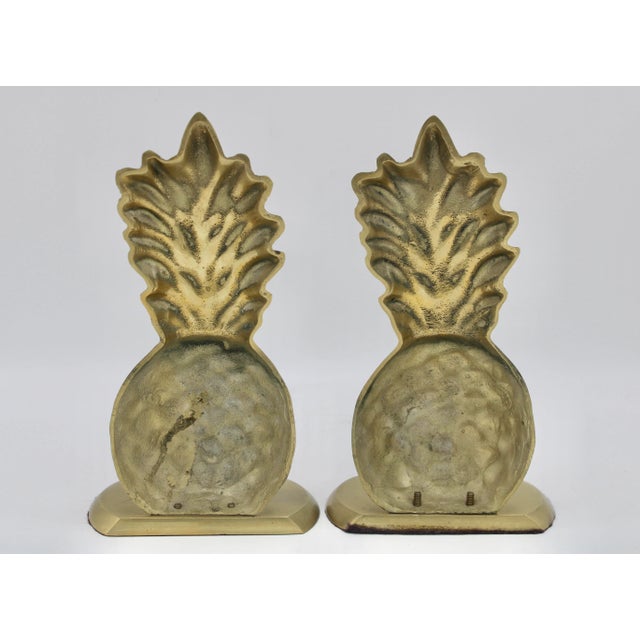 Vintage Boho Chic Brass Pineapple Bookends For Sale - Image 4 of 8