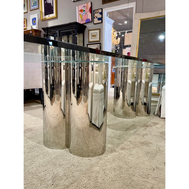 Curtis Jere Attributed to Curtis Jeré Trefoil Dining Table With Glass Top For Sale - Image 4 of 7