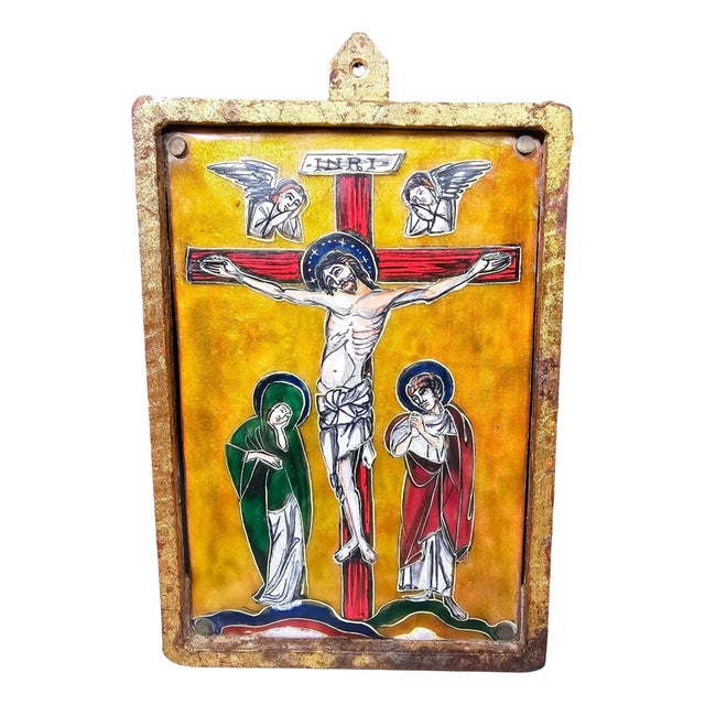Enameled Icon with Christ, 1930s For Sale