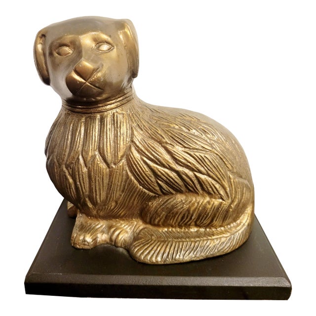 Vintage Brass Staffordshire Dog Statue Room Decor For Sale