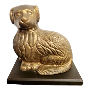 Vintage Brass Staffordshire Dog Statue Room Decor
