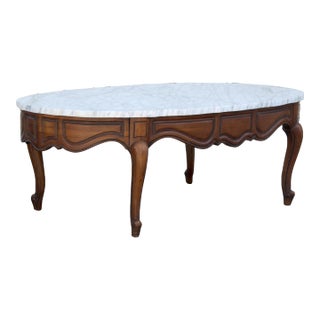 Late 20th Century Vintage Louis XV Style Coffee Table With Marble Top For Sale